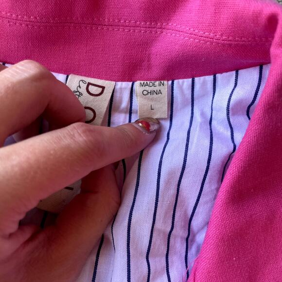 Dolan Left Coast Women's Pink Linen Blend Moto Jacket - Size L - Picture 6 of 8